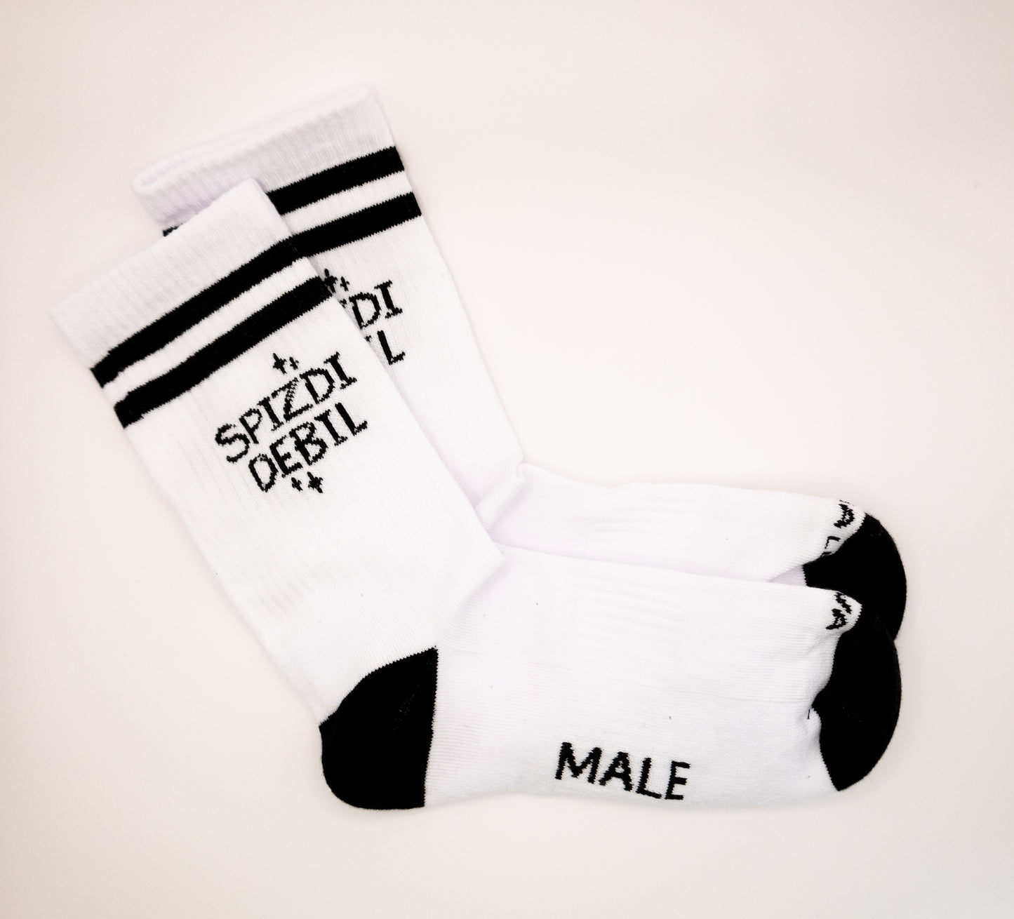 nogavice "male zmage veliki porazi" - bele s črnim napisom