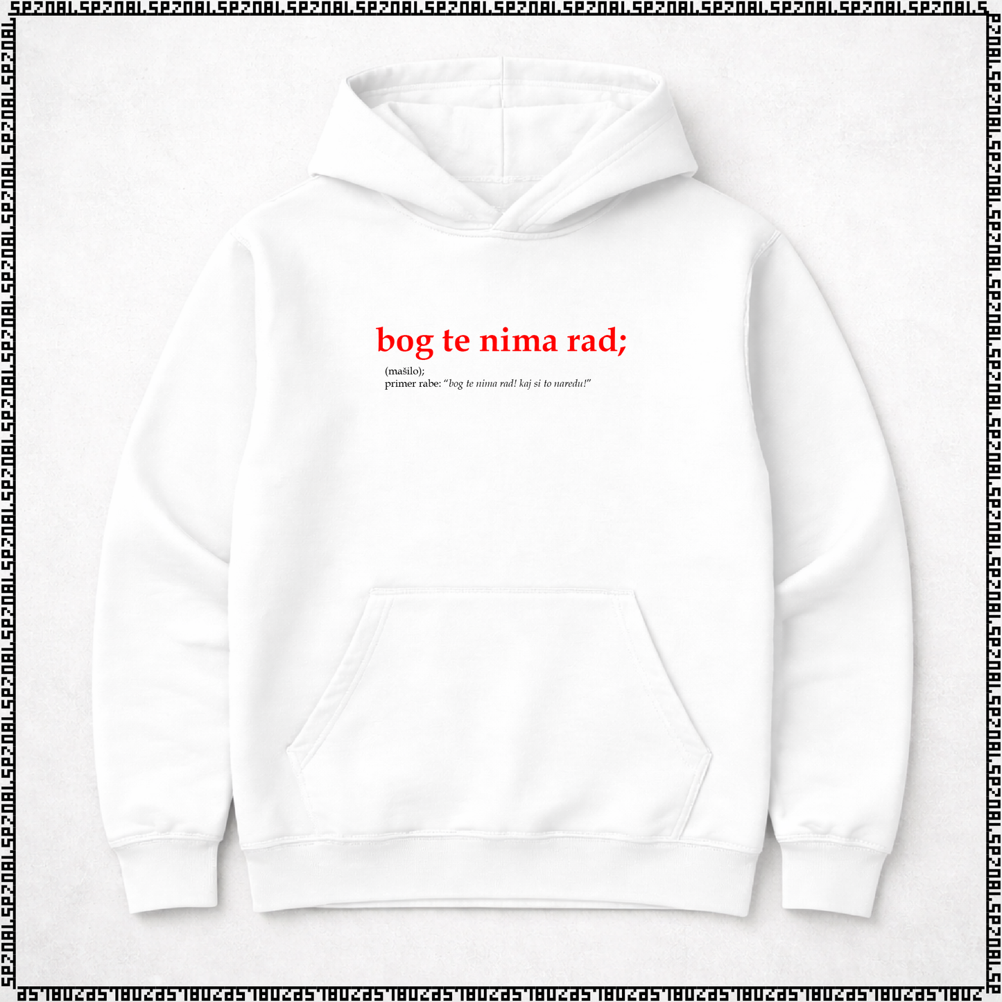 pulover s kapuco "bog te nima rad"