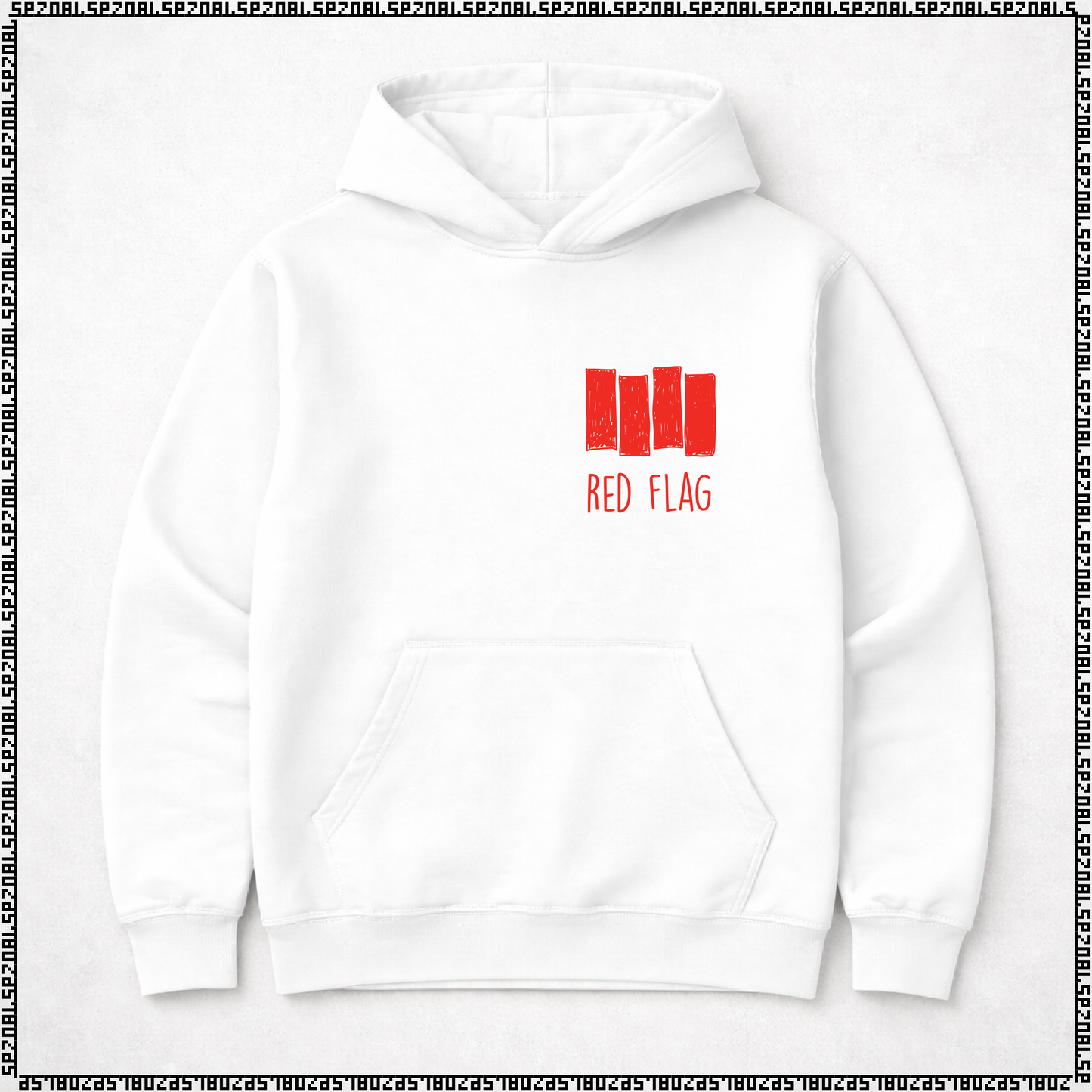 pulover s kapuco "red flag"