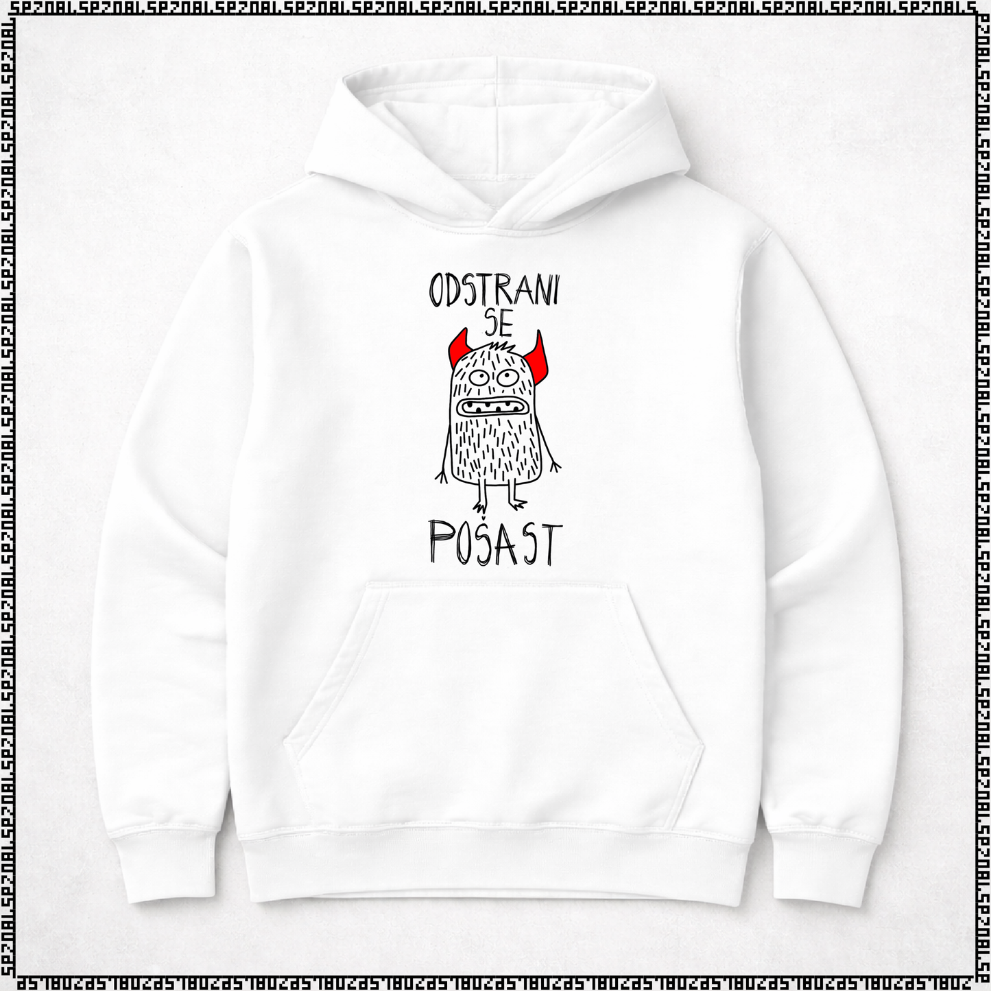 pulover s kapuco "odstrani se pošast"