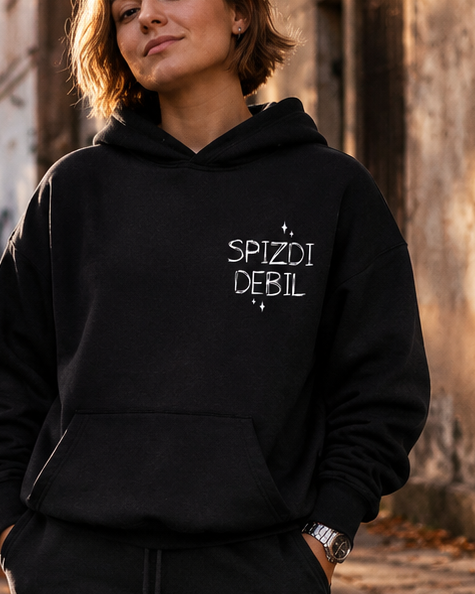 pulover s kapuco "Klasik" - lifestyle črn crop