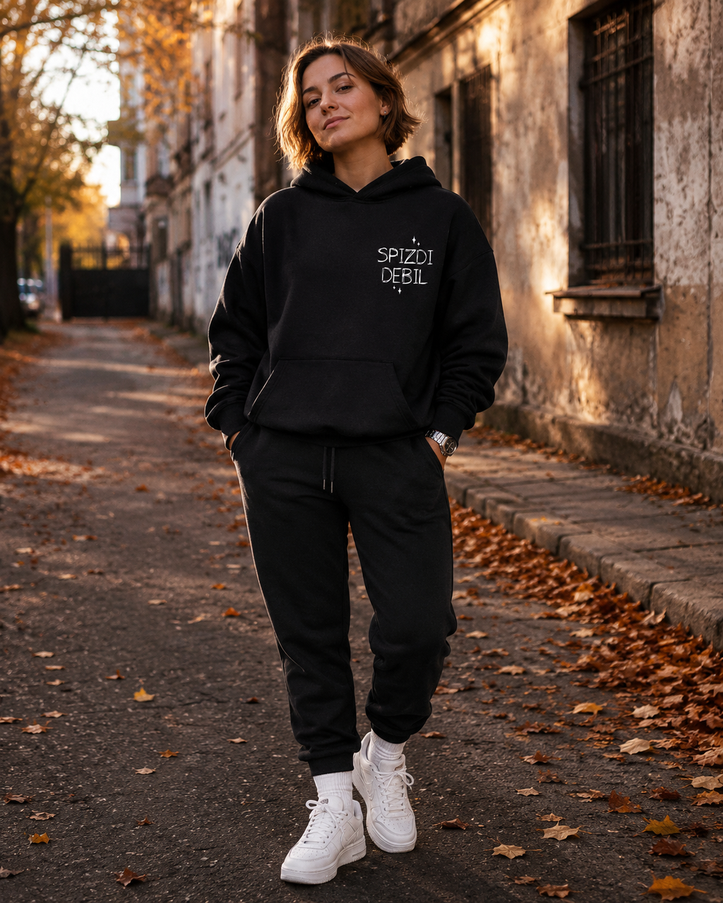 pulover s kapuco "Klasik" - lifestyle črn