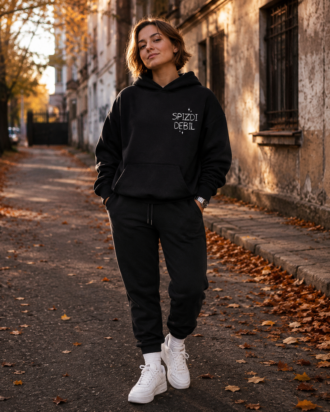 pulover s kapuco "Klasik" - lifestyle črn