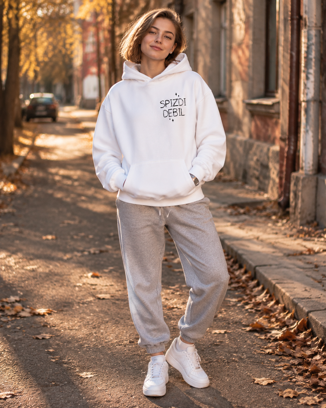 pulover s kapuco "Klasik" - lifestyle bel
