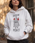 pulover s kapuco "odstrani se pošast" - lifestyle bel crop