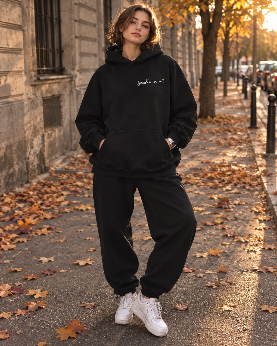 pulover s kapuco "lupčkaš se mi" - lifestyle črn