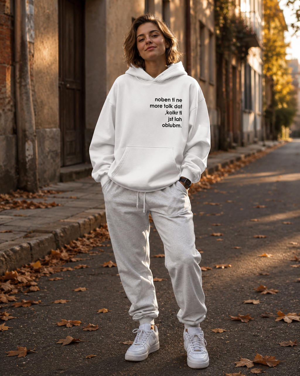 pulover s kapuco "noben ti ne more tolk dat, kolkr ti jst lah oblubm." - lifestyle bel
