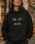 pulover s kapuco "ne bit drek" - lifestyle črn crop