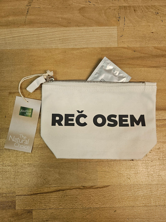 reč osem toaletna torbica  z zadrgo + kondom
