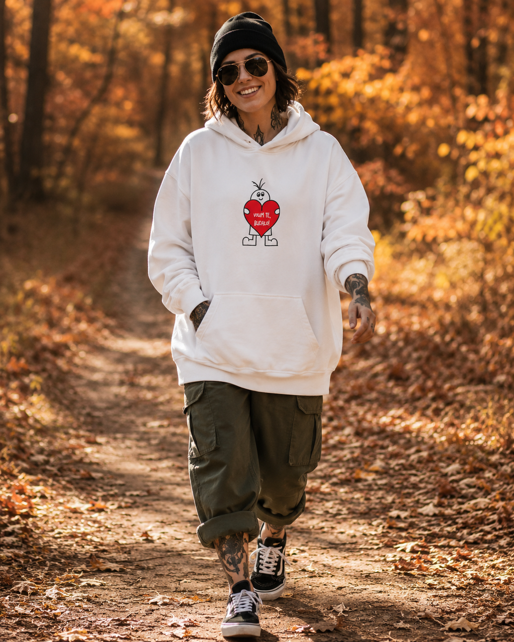 pulover s kapuco "volim te, budalo!" - lifestyle bel