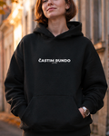 pulover s kapuco "častim rundo jutri" - lifestyle črn crop