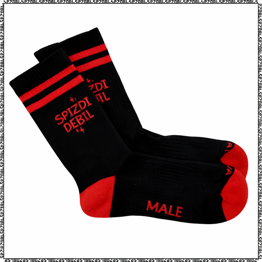 nogavice "male zmage veliki porazi" - črne z rdečim napisom