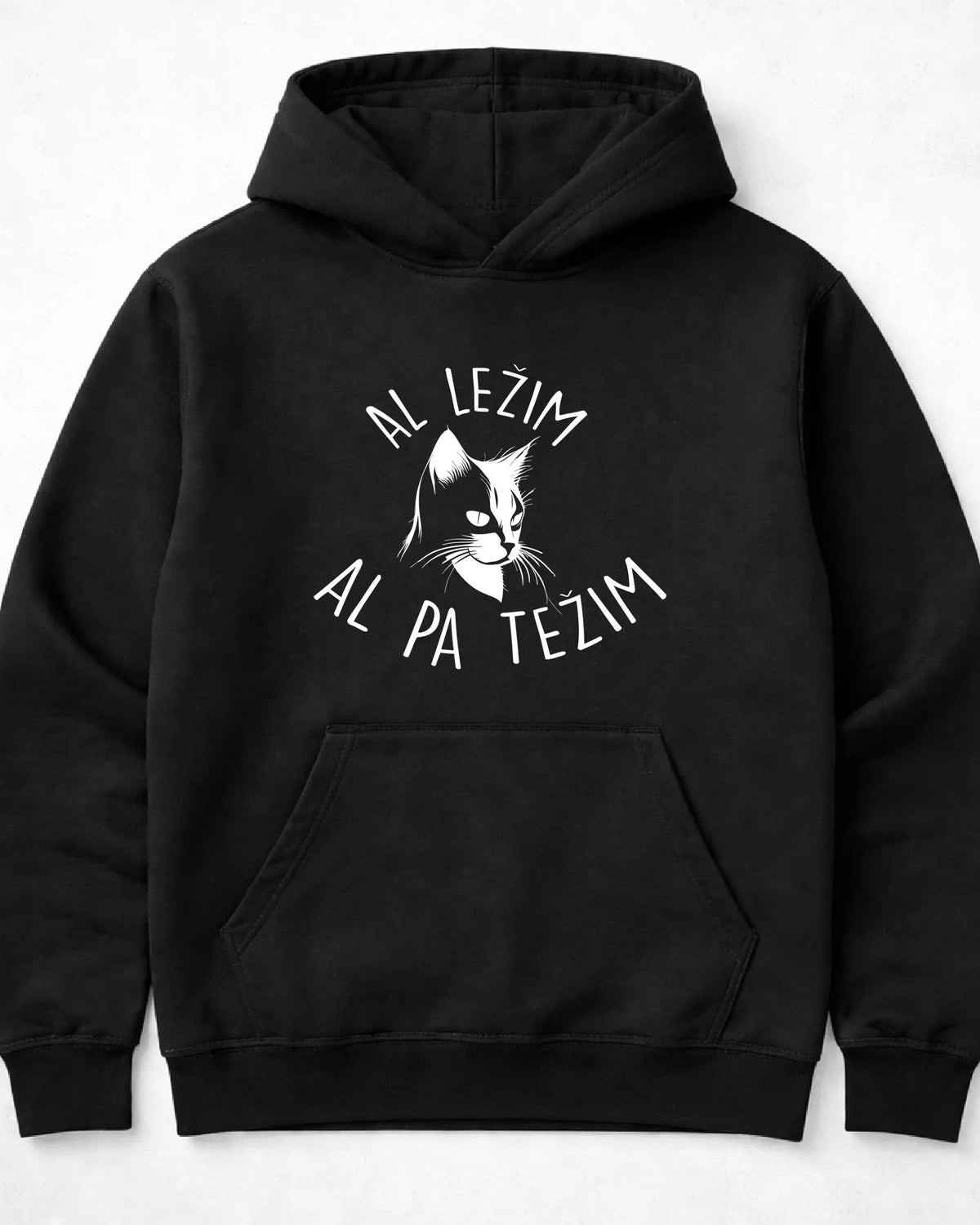 pulover s kapuco "al ležim al pa težim"