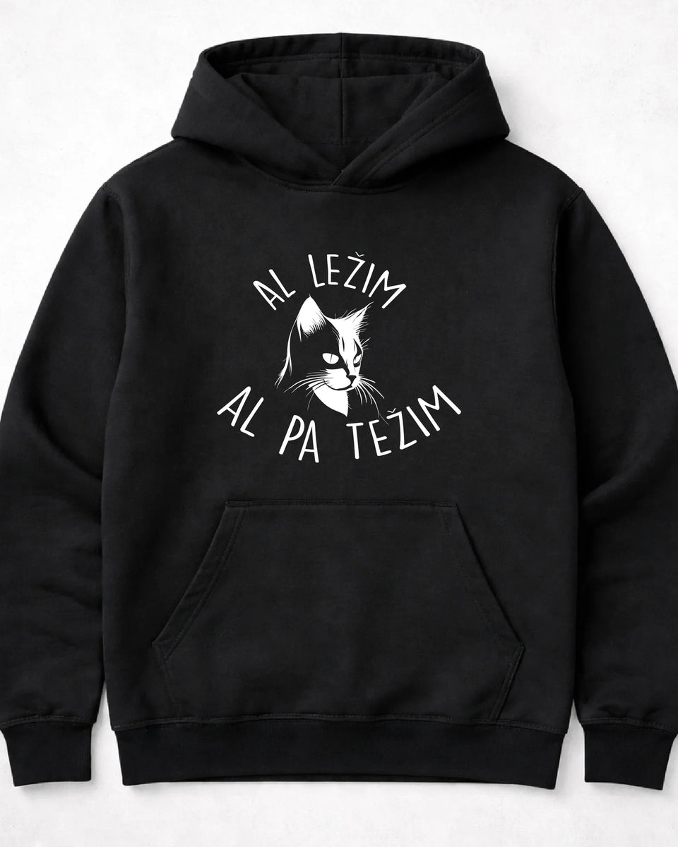 pulover s kapuco "al ležim al pa težim"
