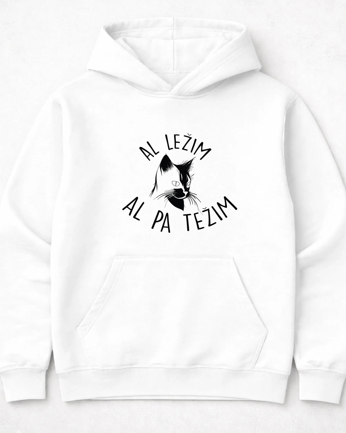 pulover s kapuco "al ležim al pa težim"