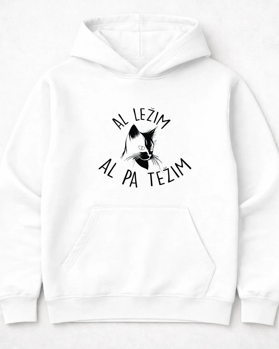 pulover s kapuco "al ležim al pa težim"