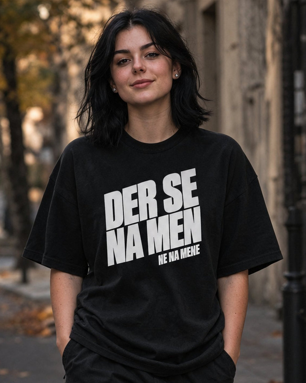majica "der se na men ne na mene" - naslovna črna