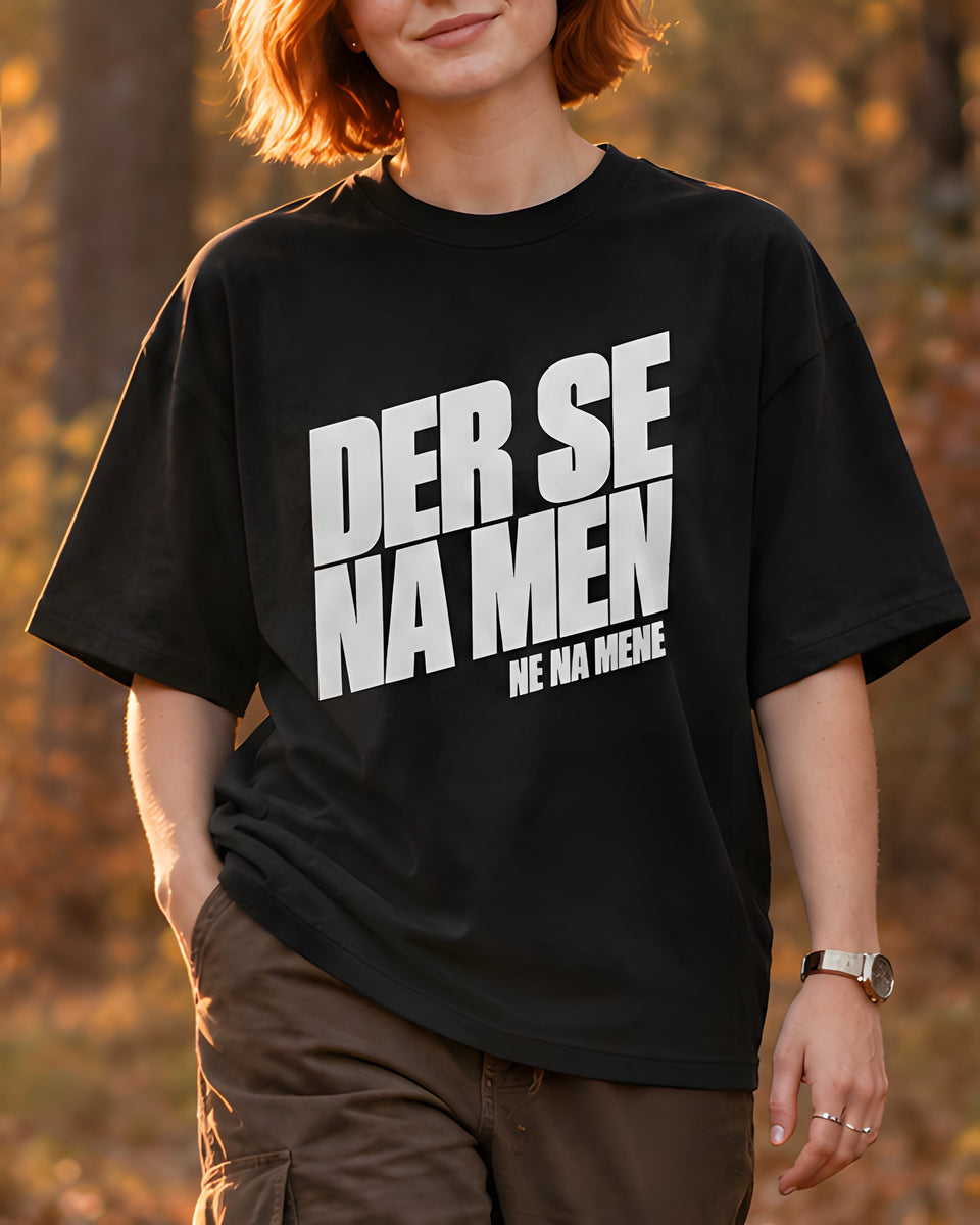 majica "der se na men ne na mene" - izrez črna