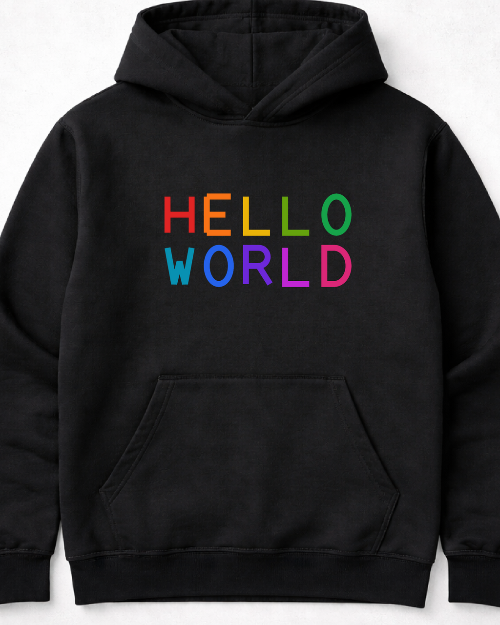 pulover s kapuco "hello world"