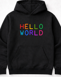 pulover s kapuco "hello world"