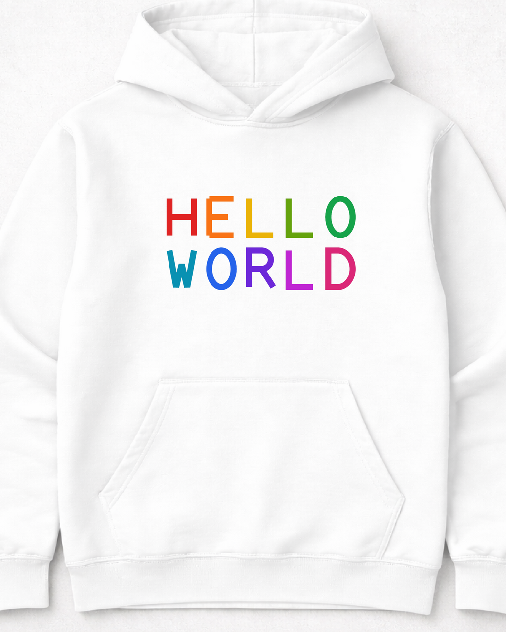 pulover s kapuco "hello world"