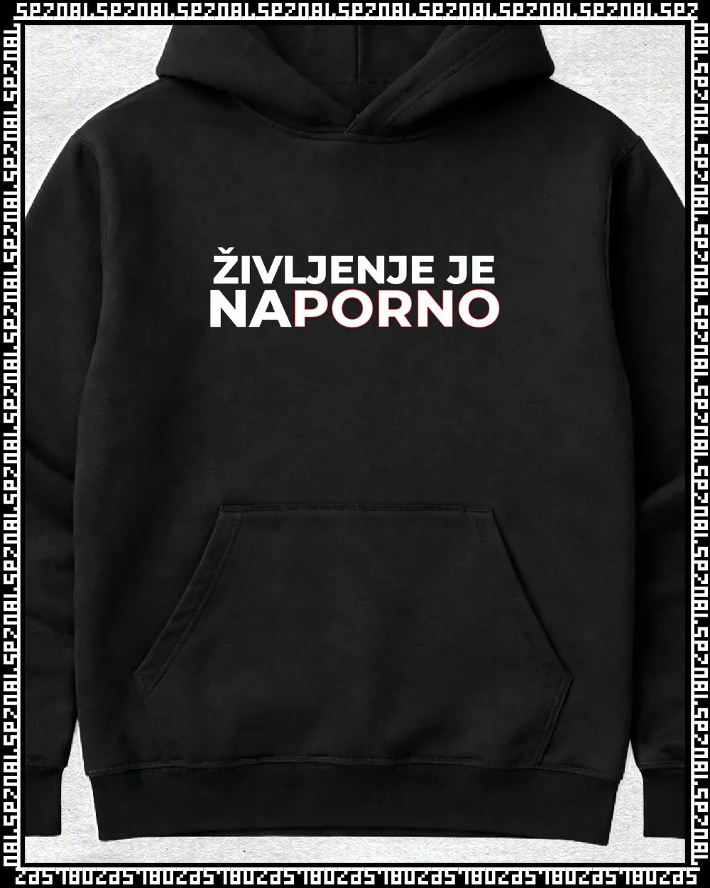 pulover s kapuco "življenje je na porno"