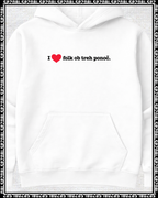 pulover s kapuco "i love folk ob treh ponoč"