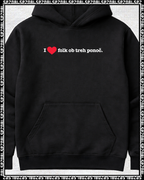 pulover s kapuco "i love folk ob treh ponoč"