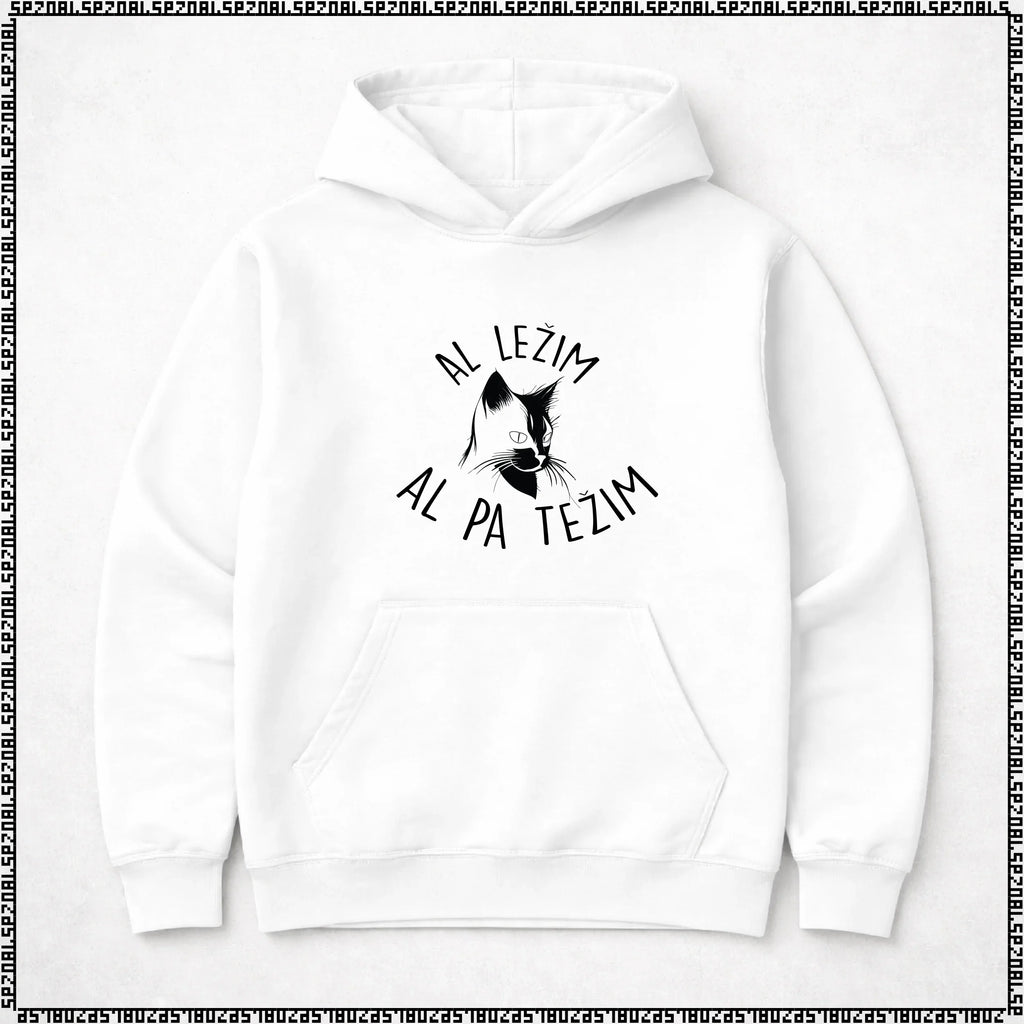pulover s kapuco "al ležim al pa težim"