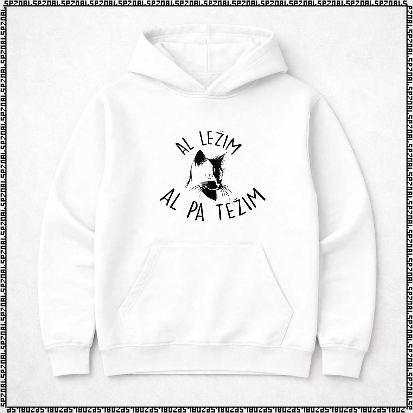 pulover s kapuco "al ležim al pa težim"