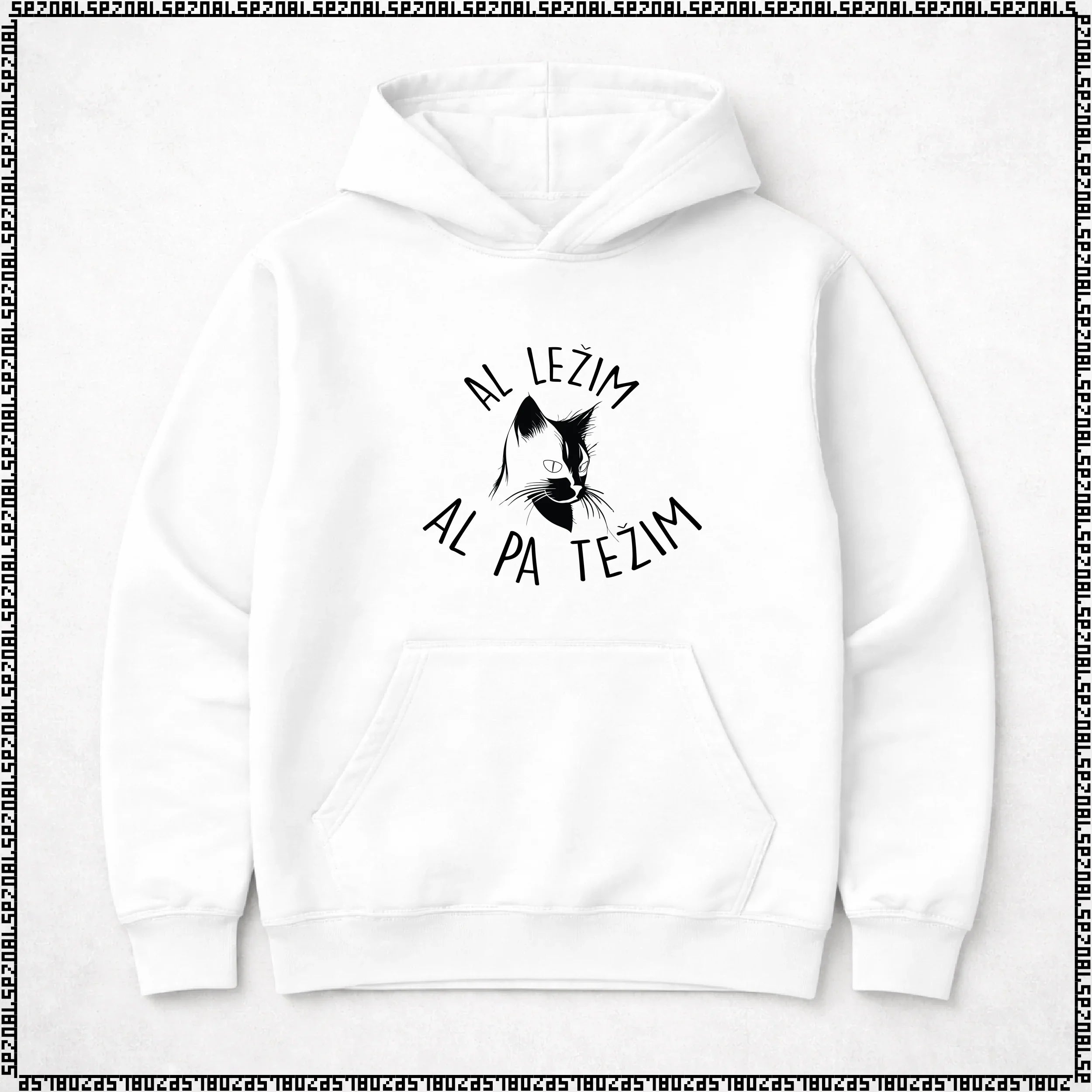 pulover s kapuco "al ležim al pa težim"