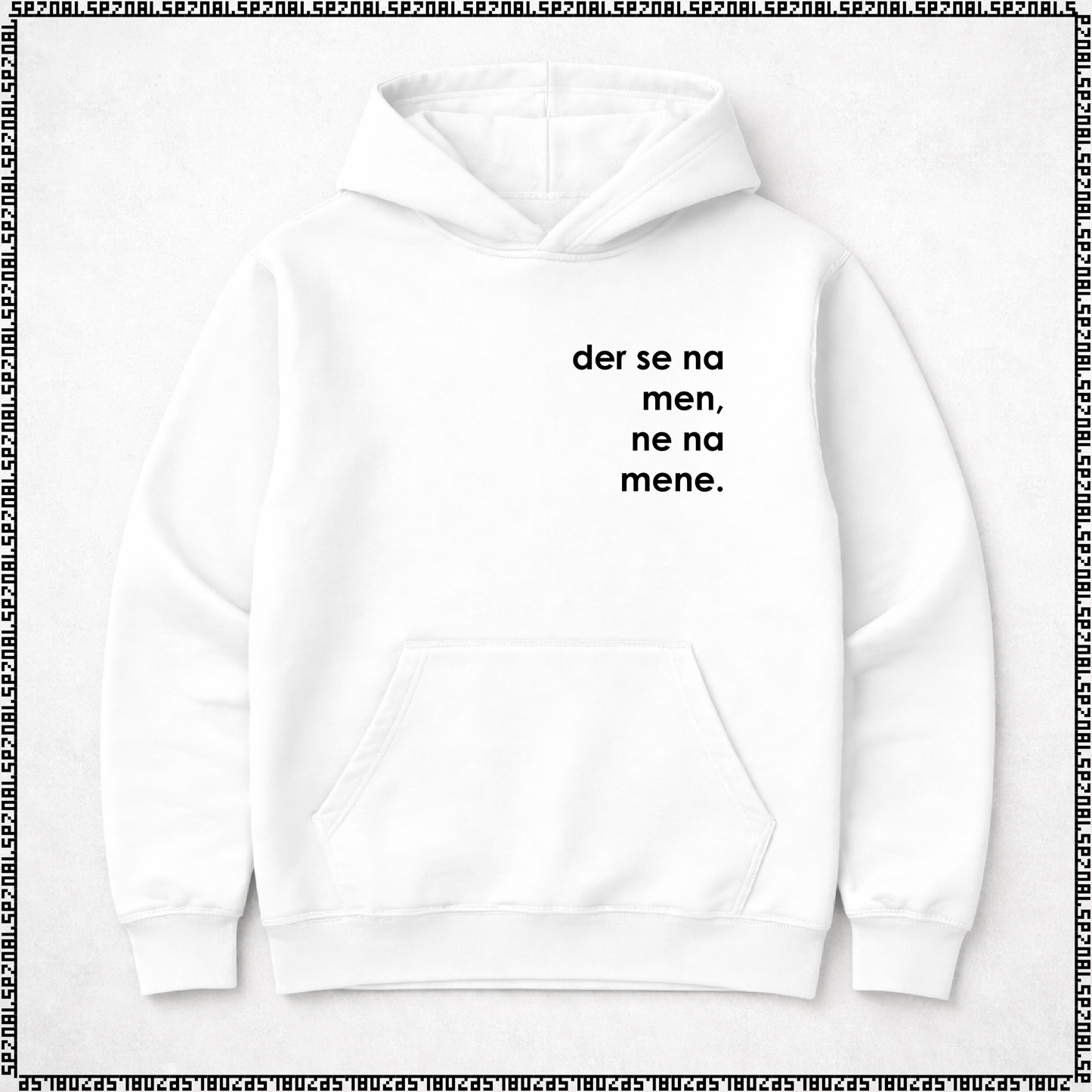 pulover s kapuco "der se na men, ne na mene."