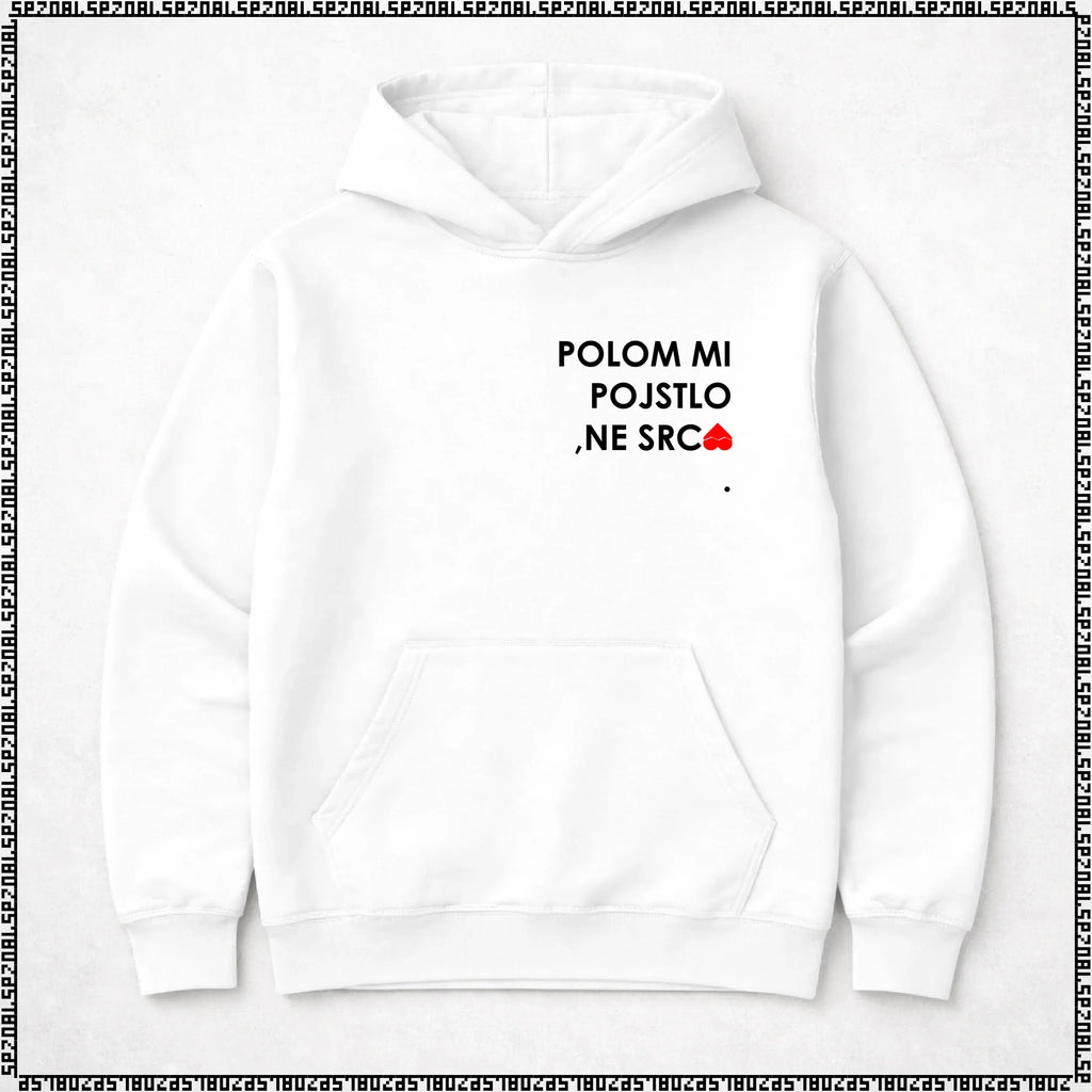 pulover s kapuco "polom mi pojstlo, ne srca."