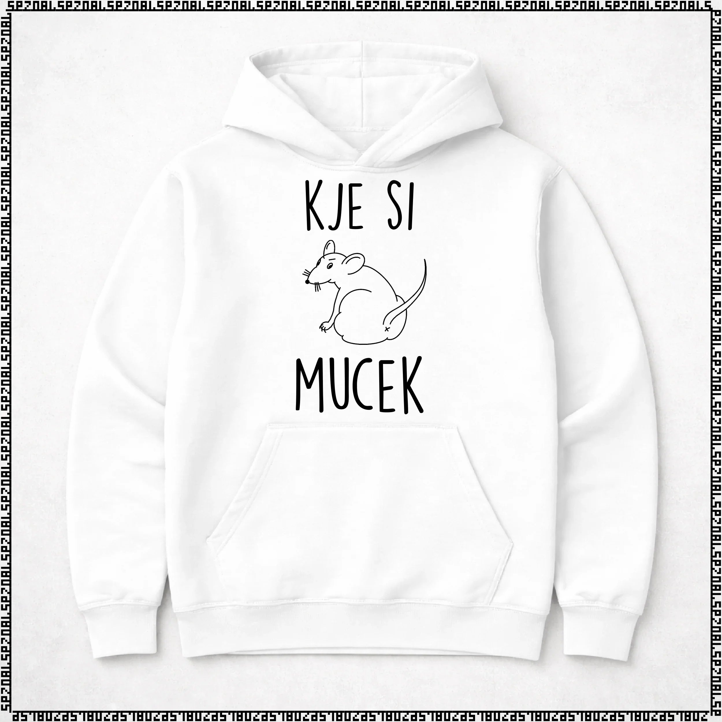 pulover s kapuco "kje si mucek"