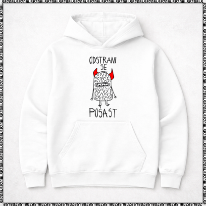 pulover s kapuco "odstrani se pošast"