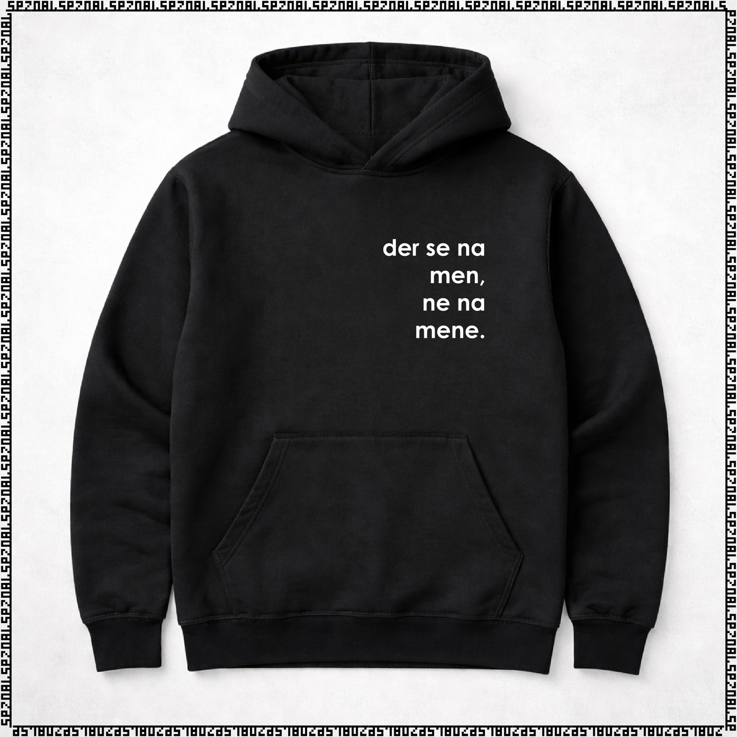 pulover s kapuco "der se na men, ne na mene."