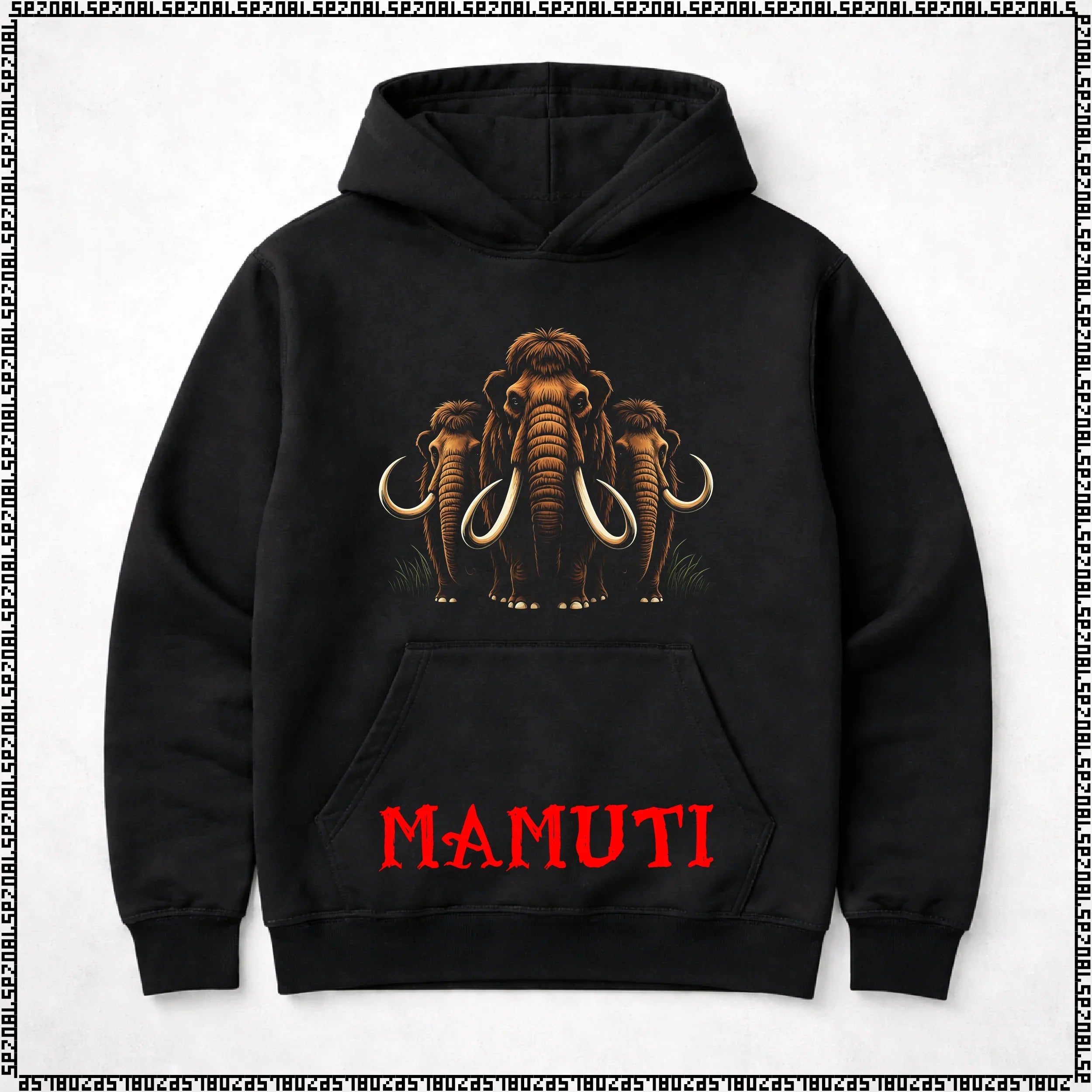pulover s kapuco "mamuti"