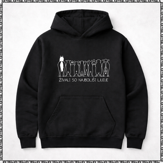 pulover s kapuco "živali so najboljši ljudje"
