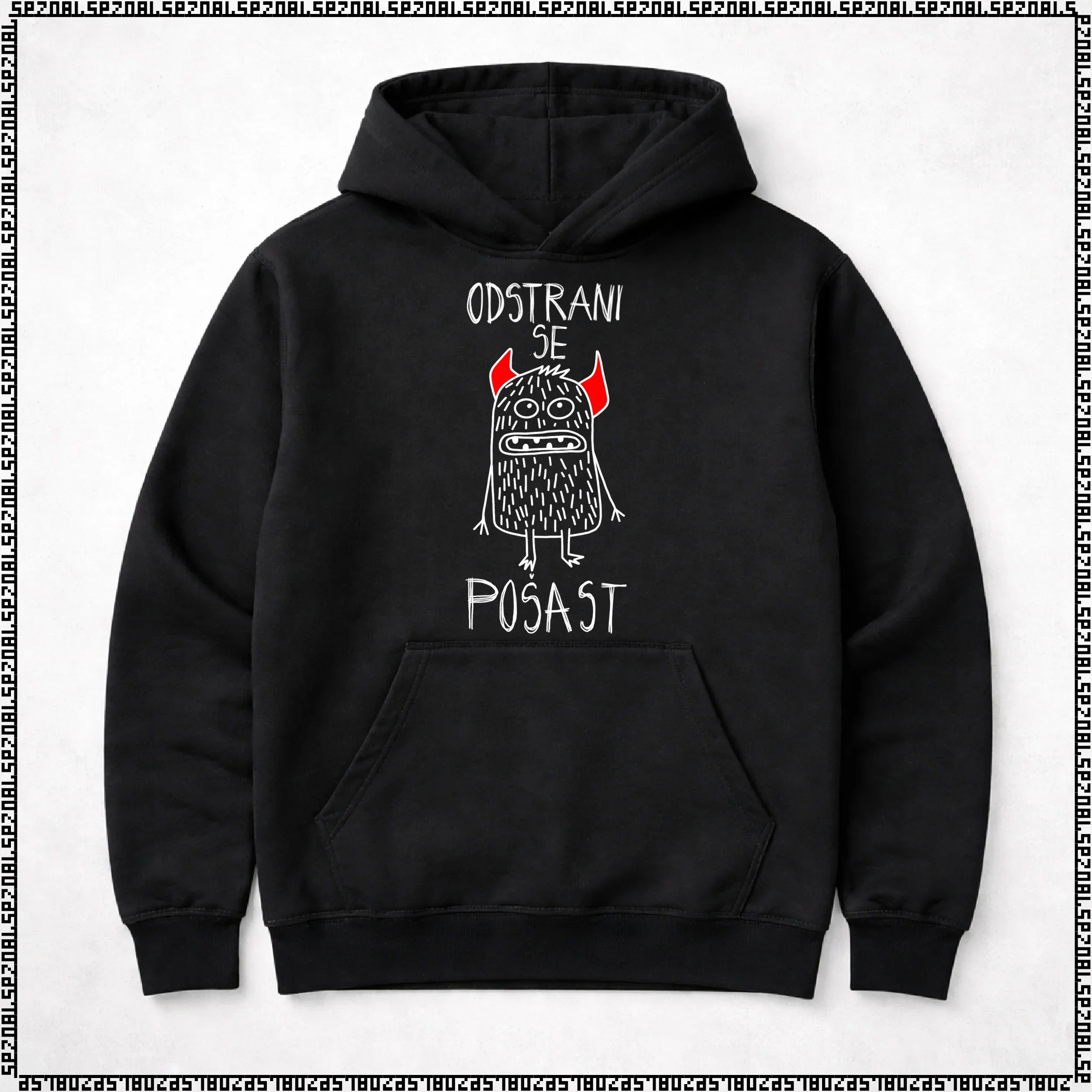 pulover s kapuco "odstrani se pošast"