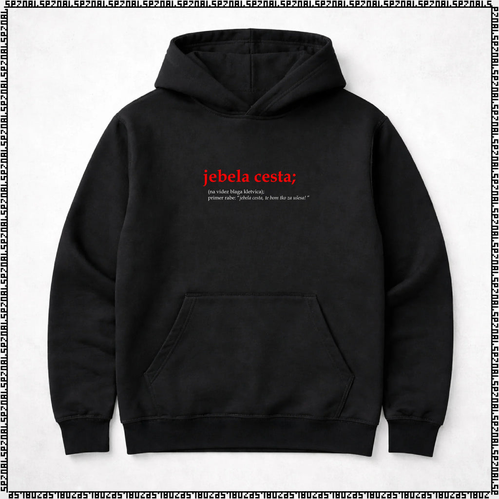 pulover s kapuco "jebela cesta"