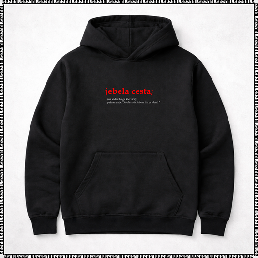 pulover s kapuco "jebela cesta"