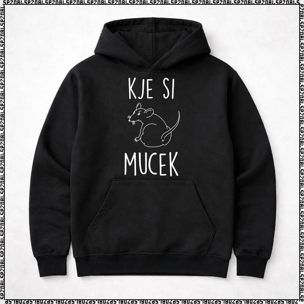 pulover s kapuco "kje si mucek"