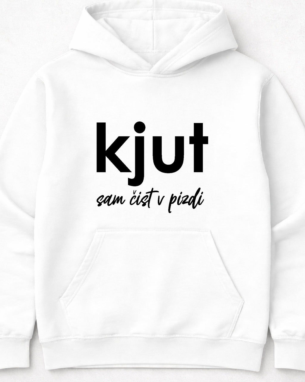 pulover s kapuco "kjut sam čist v pizdi" - mockup bel