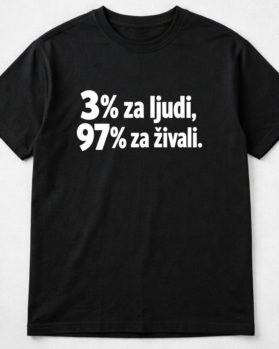 majica "3 procente za ljudi 97 za živali"