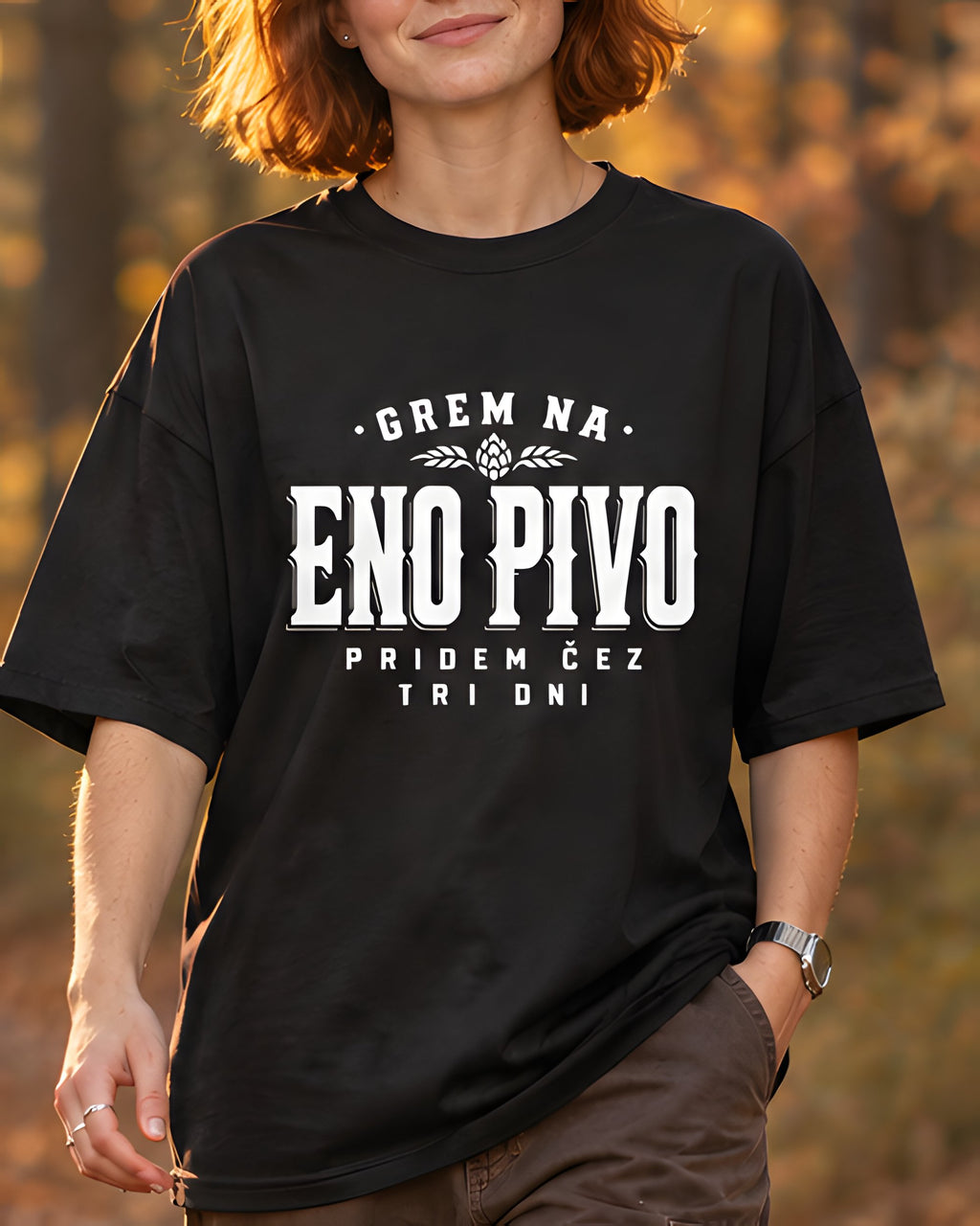 majica "eno pivo" - izrez črna