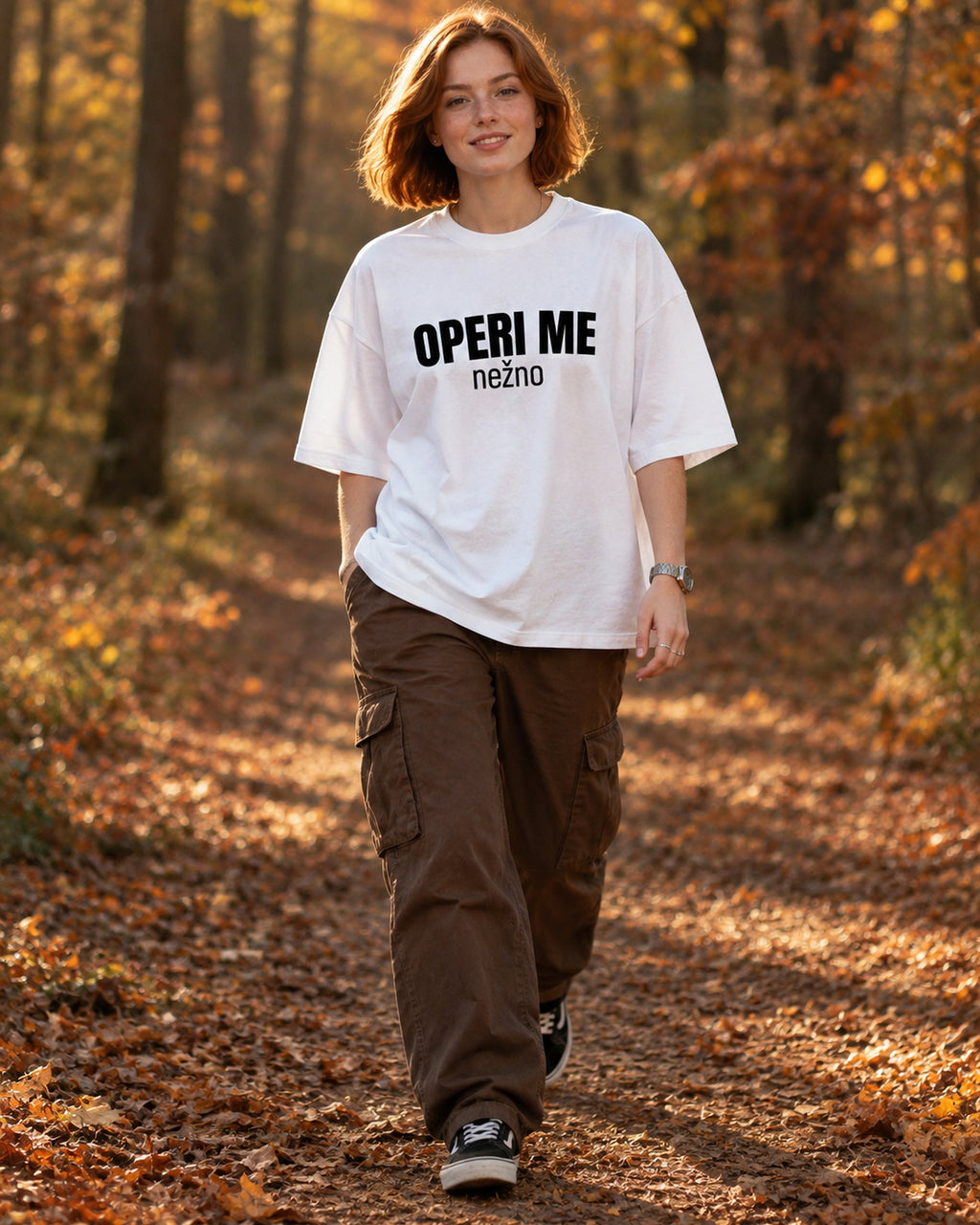 majica "operi me nežno" - celopostavna bela