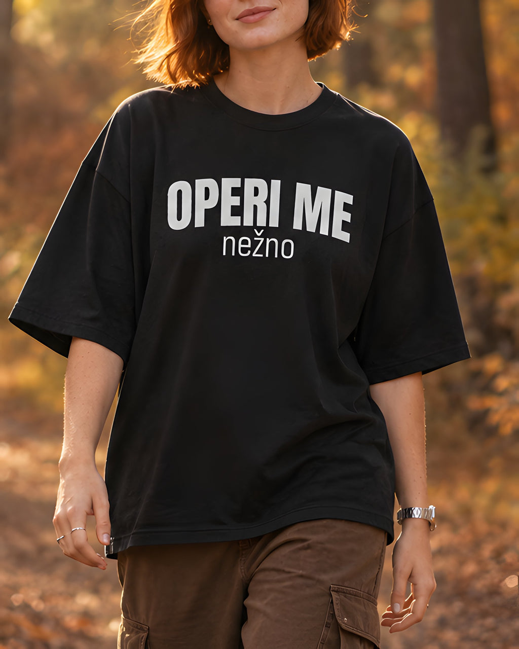 majica "operi me nežno" - izrez črna