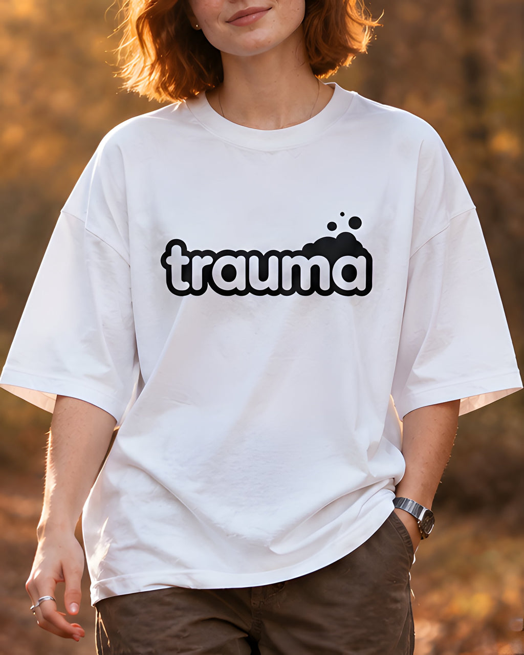 majica "trauma" - izrez bela