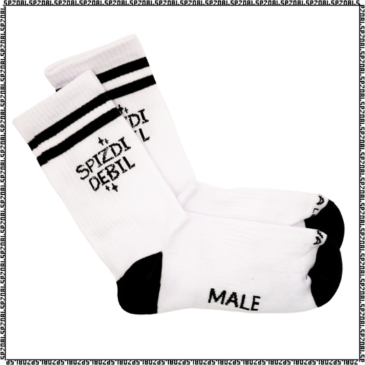 nogavice "male zmage veliki porazi" - bele s črnim napisom