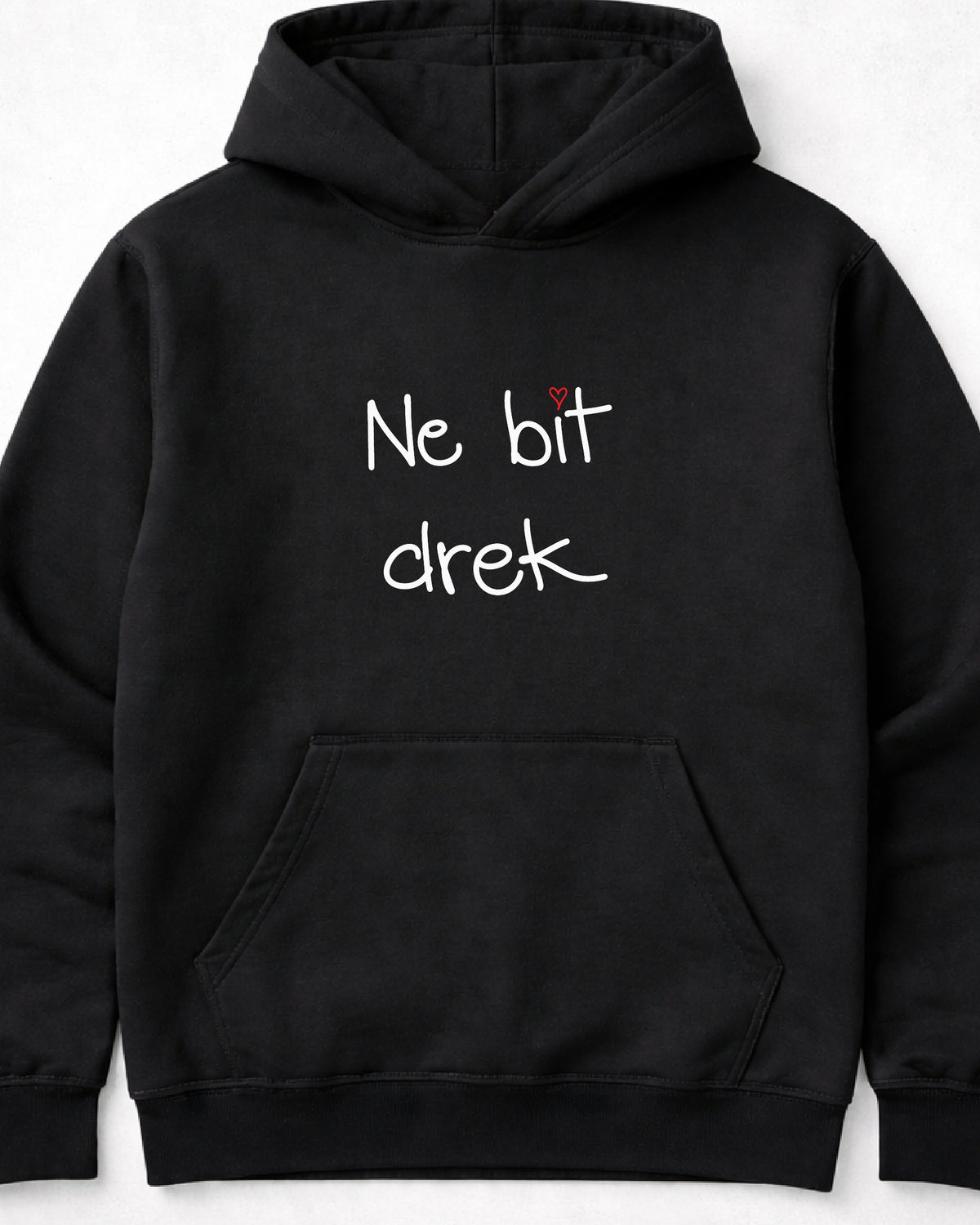 pulover s kapuco "ne bit drek" - mockup črn